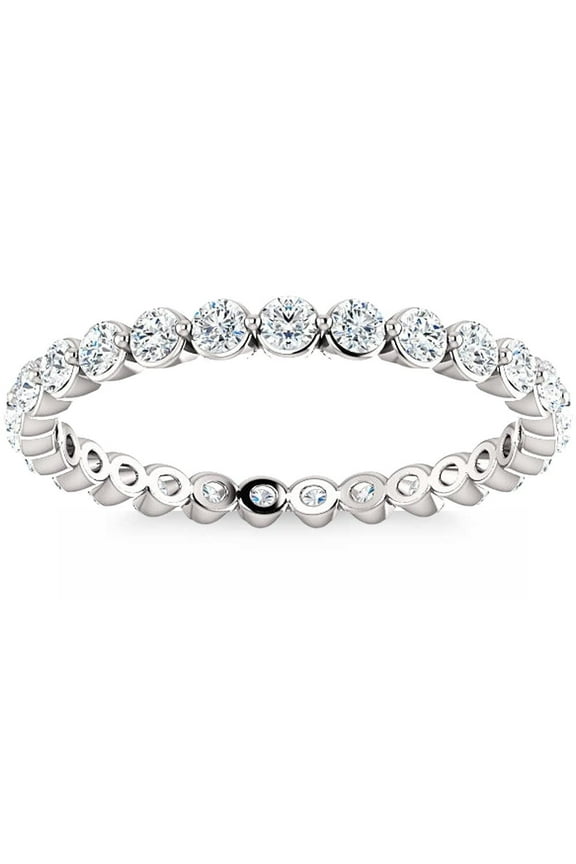 3/4Ct Diamond Single Prong Eternity Ring Wedding Stackable Band White Gold
