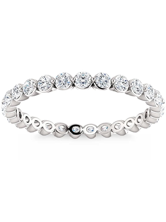 3/4Ct Diamond Single Prong Eternity Ring Wedding Stackable Band White Gold