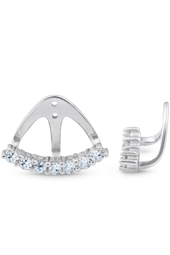 Pompeii 3/4 Ct Diamond Stud Earring Jackets 14k White Gold (up to 8mm) (G-H,I1)