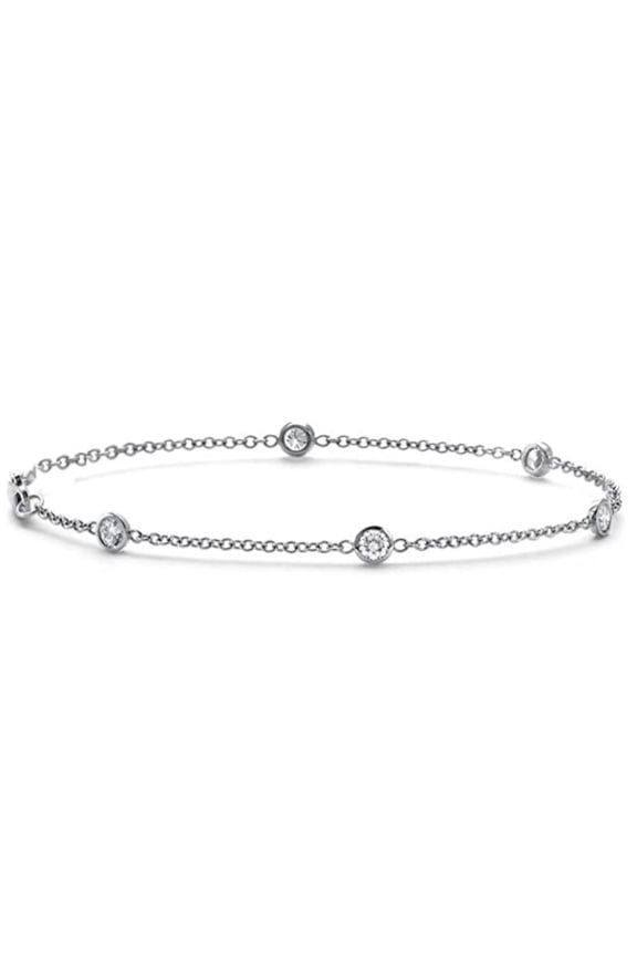 Pompeii 3/4 TCW 14k White Gold Round Diamond By Yard Station Bracelet (G,I1)