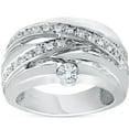 thumbnail image 1 of Pompeii 3/4 ct Diamond Womens Wide Solitaire Right Hand Ring 14k White Gold Multirow, 1 of 3