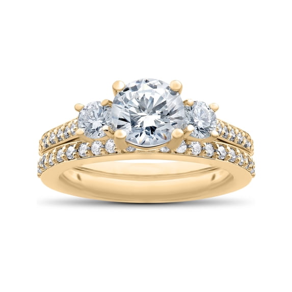 Pompeii 3/4 ct Round Diamond Engagement Ring Setting & Matching Wedding Band (F,VS)