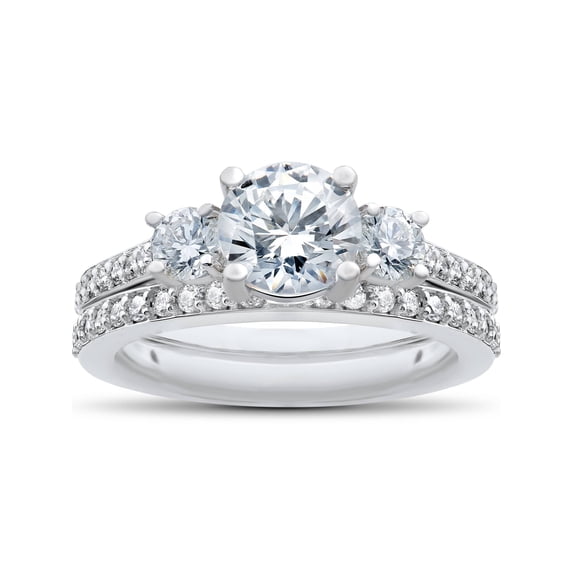 Pompeii 3/4 ct Round Diamond Engagement Ring Setting & Matching Wedding Band (F,VS)