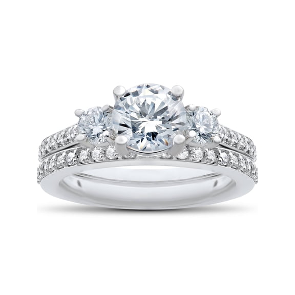 Pompeii 3/4 ct Round Diamond Engagement Ring Setting & Matching Wedding Band (F,VS)