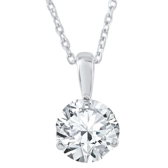 Pompeii 3/4 ct Solitaire Lab Grown Diamond Pendant available in 14K and Platinum