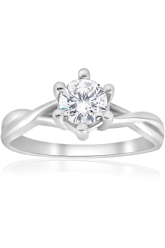 Pompeii 3/4 ct Twist Solitaire Diamond Engagement Ring 14K White Gold (H/I,I1-I2)