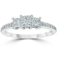 thumbnail image 1 of Pompeii 3/4 cttw Princess Cut 3 Stone Diamond Engagement Ring 14k White Gold (G/H,SI2-I1), 1 of 5
