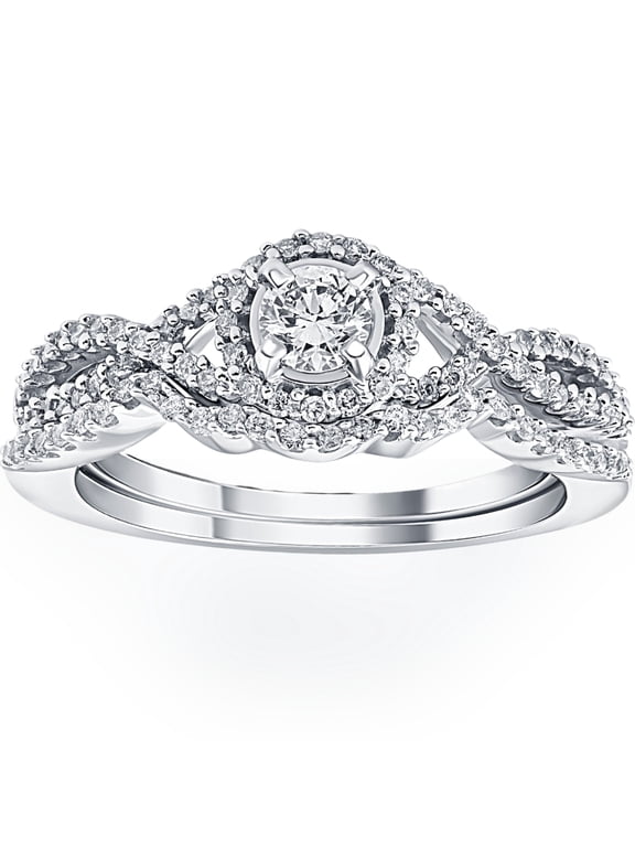 Pompeii 3/4CT Diamond Halo Infinity Engagement Wedding Ring Set 14k White Gold Lab Grown
