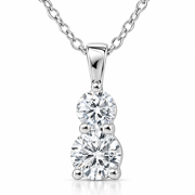 Pompeii 3/4CT TWo Stone Diamond Pendant 14K White Gold (H-I,I1-I2)