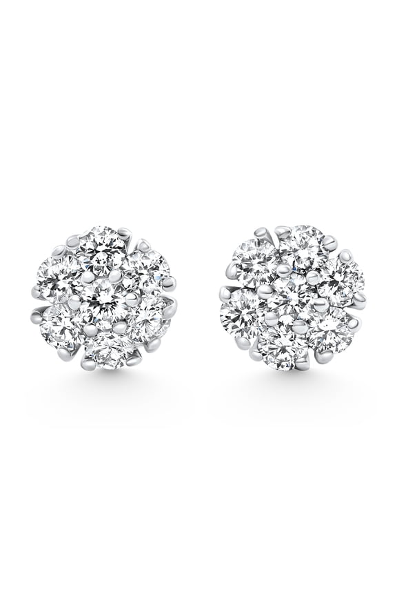 Pompeii 3/4Ct Diamond Cluster 7-Stone Pave Studs Screwback Earrings 14k Gold Lab Grown