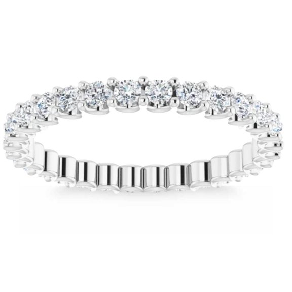 Pompeii 3/4Ct Diamond Eternity Ring 14k White Gold U Prong (H/I,I1-I2)