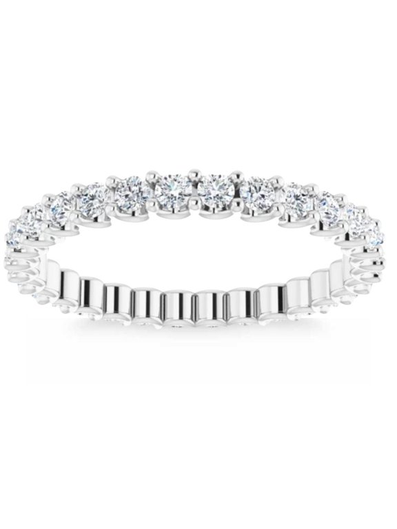 Pompeii 3/4Ct Diamond Eternity Ring 14k White Gold U Prong (H/I,I1-I2)