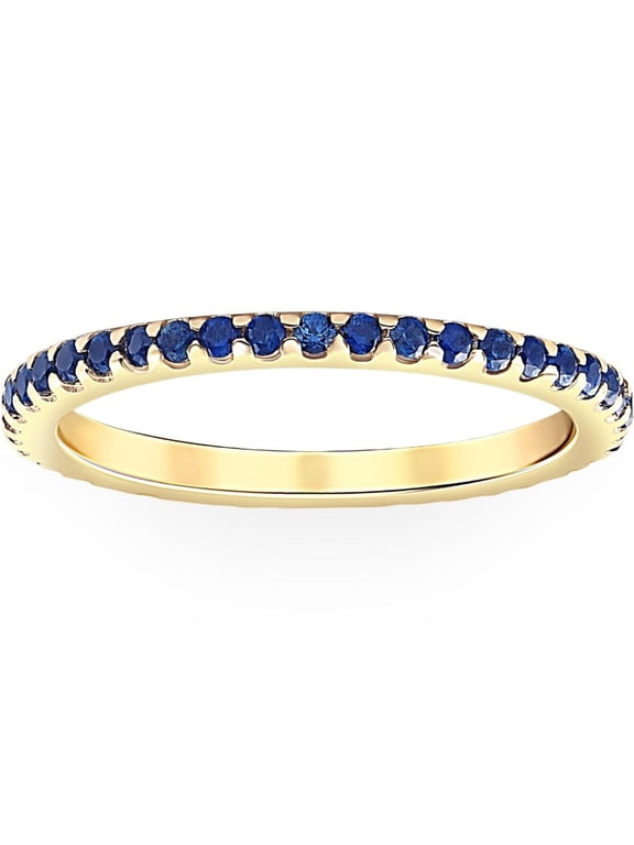 Pompeii 3/4Ct Genuine Blue Sapphire Eternity Ring Stackable Band 10k Yellow Gold (,)
