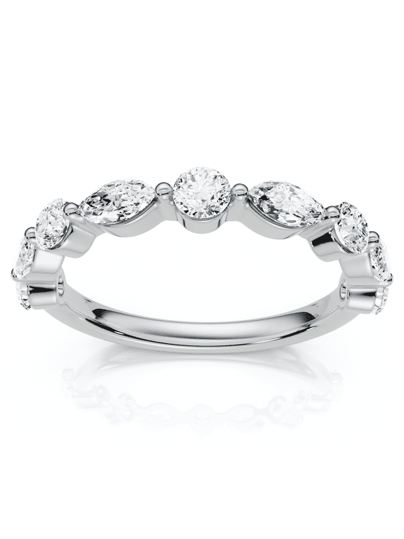 Pompeii 3/4Ct Marquise & Round Diamond Stacking Band 14k Gold or Platinum Lab Grown