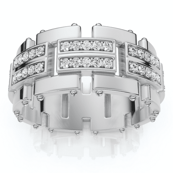 Pompeii 3/4Ct Men's Round Cut Diamond 10MM Wide Ring Wedding Band 10k Gold Lab Grown