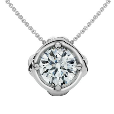 Pompeii 3/4Ct Natural Diamond Unspoken Pendant 14k Gold 18" Women's Solitaire Necklace
