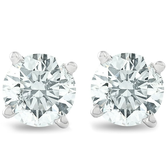 Pompeii 3/4Ct Round Brilliant Natural Diamond Stud Earrings in 14K Gold Classic Setting