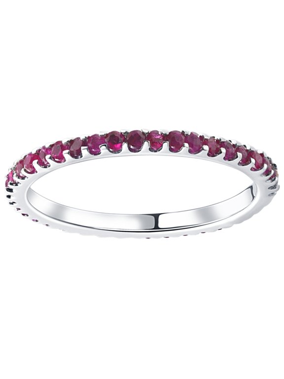 Pompeii 3/4Ct Ruby Eternity Ring Anniversary Band 10k White Gold (,)