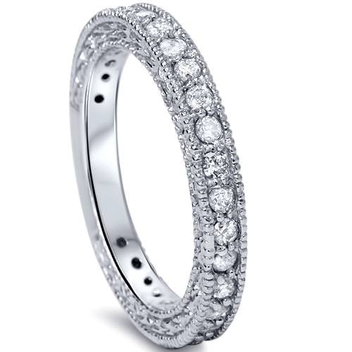 Pompeii 3/4Ct Vintage Diamond Wedding Ring 10k White Gold (G/H,I1)