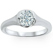Pompeii 3/4ct Bezel Solitaire Lab Created Diamond Engagement Ring 14K White Gold (F,VS)