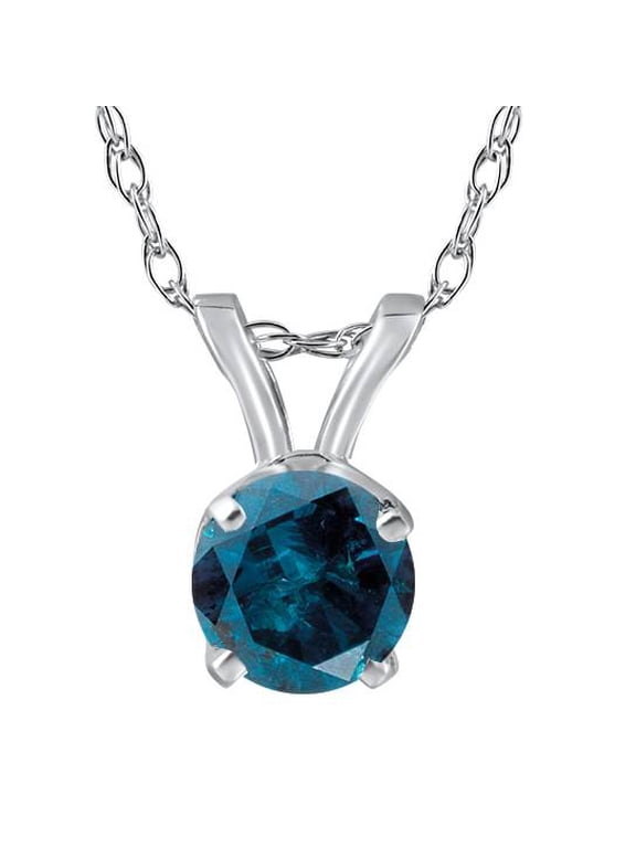 Pompeii 3/4ct Blue Diamond Solitaire 14K White Gold Pendant (Blue,SI3)