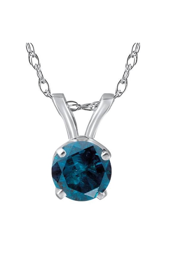 Pompeii 3/4ct Blue Diamond Solitaire 14K White Gold Pendant (Blue,SI3)