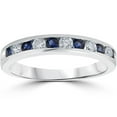 thumbnail image 1 of Pompeii 3/4ct Blue Sapphire & Diamond Channel Set Ring 14K White Gold (G/H,I1), 1 of 3