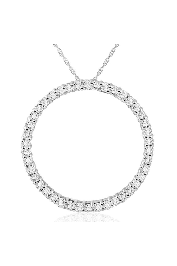 Pompeii 3/4ct Circle Diamond Pendant 14K White Gold Lab Grown (F,VS)