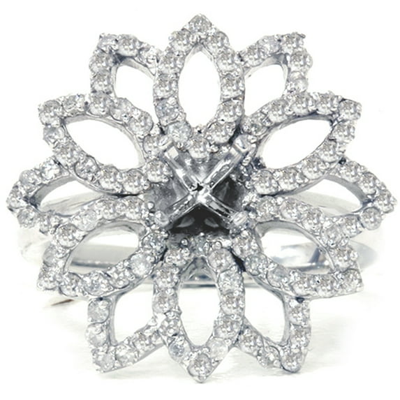 Pompeii 3/4ct Diamond Flower Ring Setting 14K White Gold (G/H,I2)