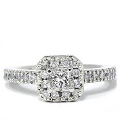 Pompeii 3/4ct Diamond Halo Engagement Ring 14K White Gold (G/H,I1)