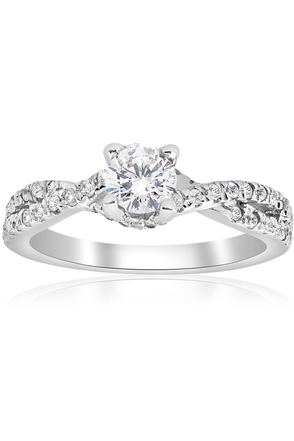 Pompeii 3/4ct Diamond Infinity Engagement Twist Ring 14K White Gold (G/H,I1-I2)