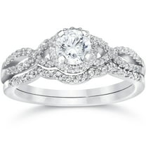 Pompeii 3/4ct Diamond Infinity Engagement Wedding Ring Set White Gold (G/H,I1-I2)