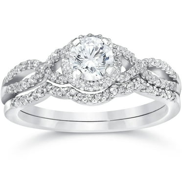 Pompeii 3/4ct Diamond Infinity Engagement Wedding Ring Set White Gold (G/H,I1-I2)