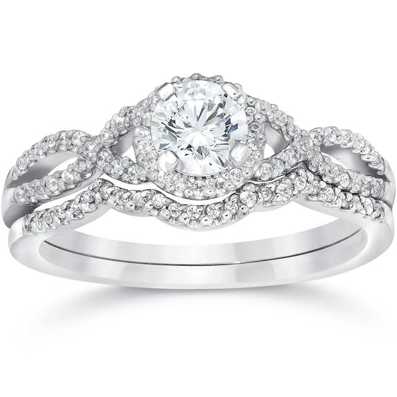 Pompeii 3/4ct Diamond Infinity Engagement Wedding Ring Set White Gold (G/H,I1-I2)