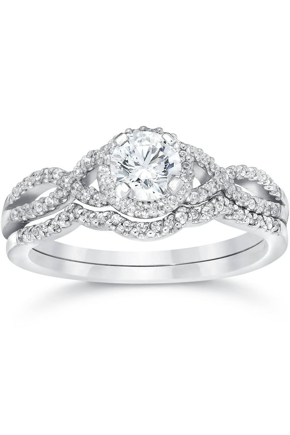 Pompeii 3/4ct Diamond Infinity Engagement Wedding Ring Set White Gold (G/H,I1-I2)