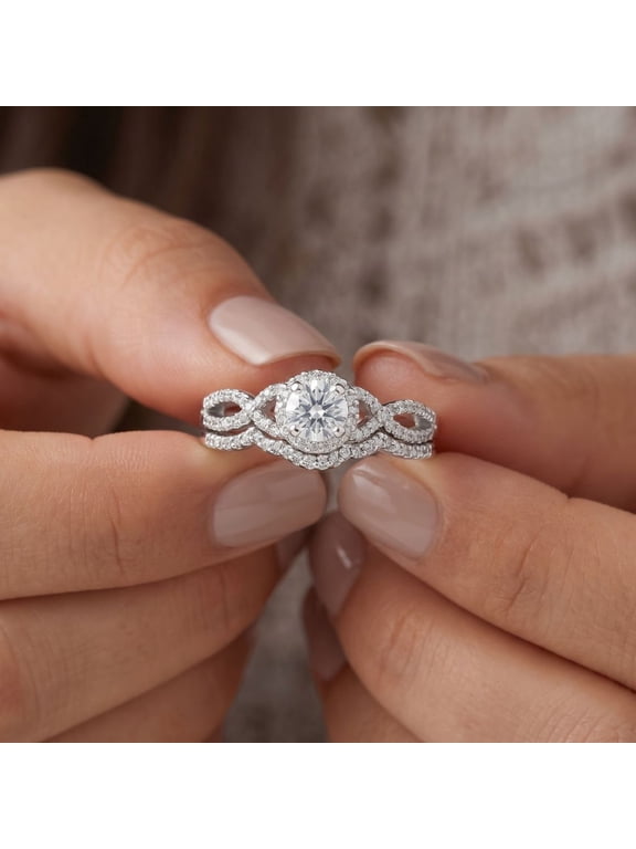 Pompeii 3/4ct Diamond Infinity Engagement Wedding Ring Set White Gold (G/H,I1-I2)