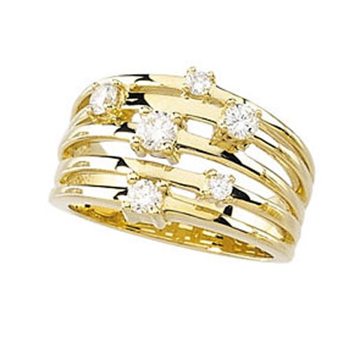 Pompeii 3/4ct Diamond Multi Row Wide Right Hand Ring 10k White or Yellow Gold
