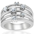 thumbnail image 1 of Pompeii 3/4ct Diamond Multi Row Wide Right Hand Ring 10k White or Yellow Gold, 1 of 4