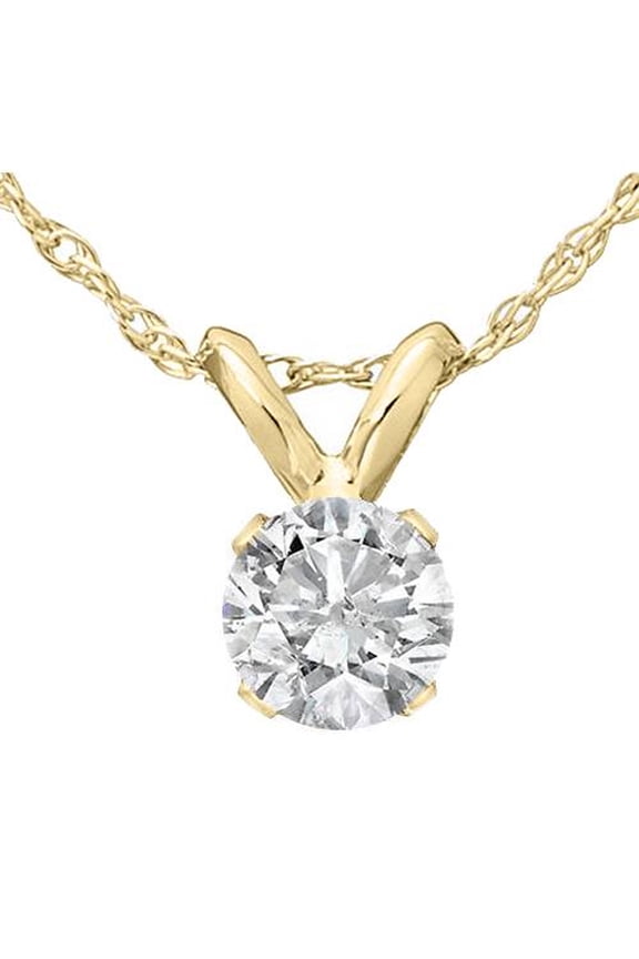 Pompeii 3/4ct Diamond Round Solitaire Necklace 14K Yellow Gold Pendant Lab Grown