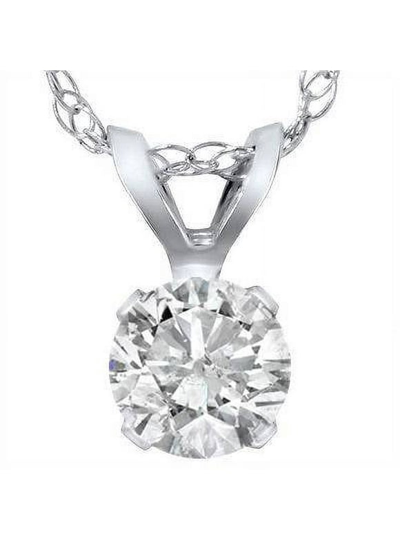 Pompeii 3/4ct Diamond Solitaire Pendant 14K White Gold (H-I,I2-I3)