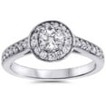 thumbnail image 1 of Pompeii 3/4ct Halo Diamond Engagement Ring 14K White Gold (G/H,I1-I2), 1 of 4