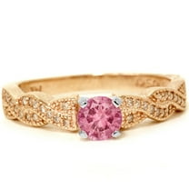Pompeii 3/4ct Pink Sapphire & Diamond Pave Vintage Ring 14K Rose Gold (G/H,I1-I2)
