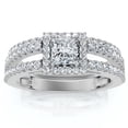 thumbnail image 1 of Pompeii 3/4ct Princess Cut Split Shank Engagement Ring Set 14K White Gold (G/H,I1), 1 of 3