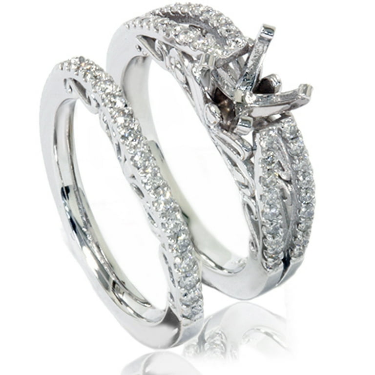 Pompeii 3 4ct Vintage Diamond Engagement Ring Bridal Set 14K White Gold G H I1 I2 Walmart