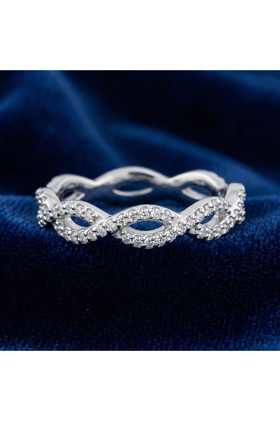 Pompeii 3/8 cttw Diamond Infinity Eternity Wedding Ring Stackable Band 14k White Gold