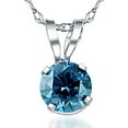 thumbnail image 1 of Pompeii 3/8Ct Round Blue Diamond Solitaire 14K White Gold Pendant Necklace Lab Grown, 1 of 3