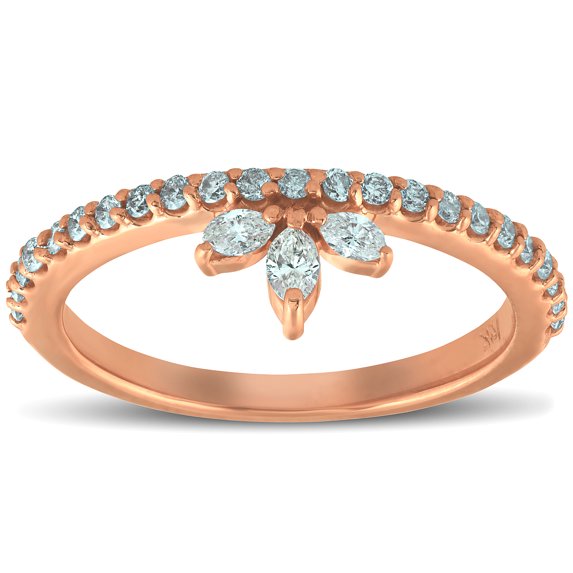 Pompeii 3/8ct 14k Rose Gold Womens Marquise Diamond Wedding Ring Stackable Band