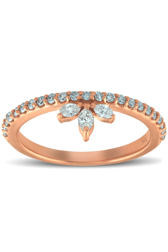 Pompeii 3/8ct 14k Rose Gold Womens Marquise Diamond Wedding Ring Stackable Band