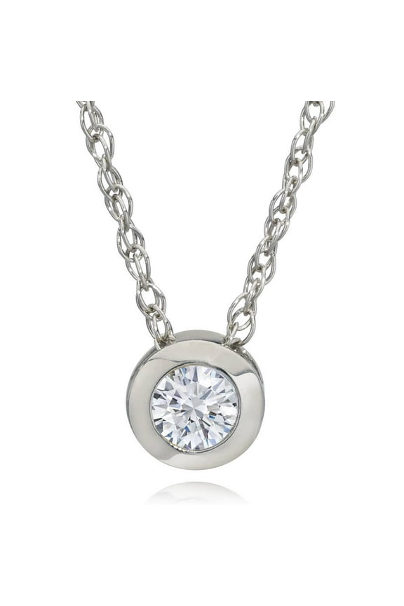 Pompeii 3/8ct Bezel Solitaire Lab Created Diamond Pendant 14K White Gold (F,SI(1)-SI(2))