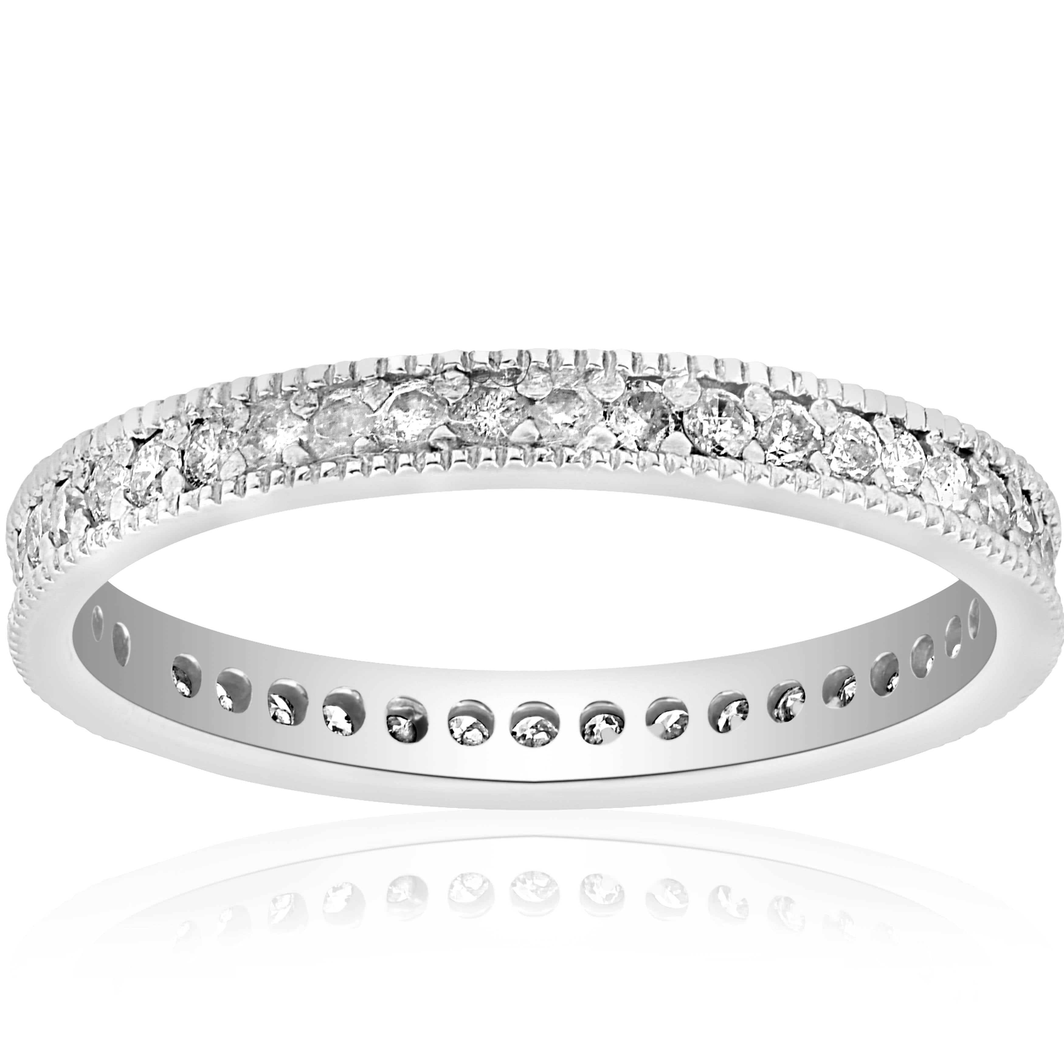 Pompeii 3/8ct Diamond Eternity Milgrain Wedding Ring 14K White Gold (G ...